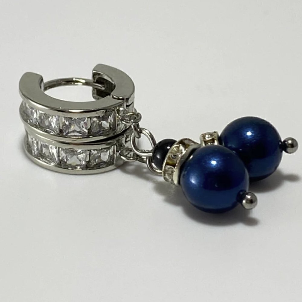 Austrian Crystal Pearls on Sterling Silver Earrings with Cubic Zirconia Stones